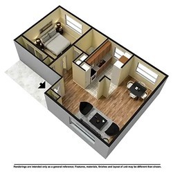 1-Bedroom, 1-Bathroom Floor Plan - Chester Park Estate