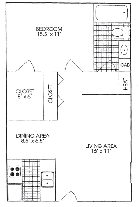 1BR/1BA - Castle Arms Apartments
