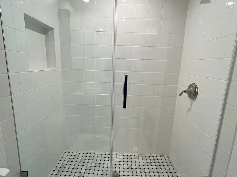 Glass shower doors and shower niche. - 1755 Lamont St NW