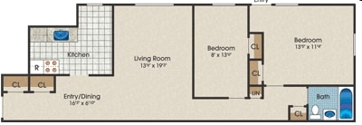 2BR/1BA - Maple Tree Apartments
