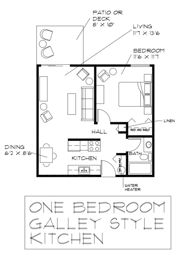 One Bedroom Galley Kitchen - River Bluff Apartment Homes