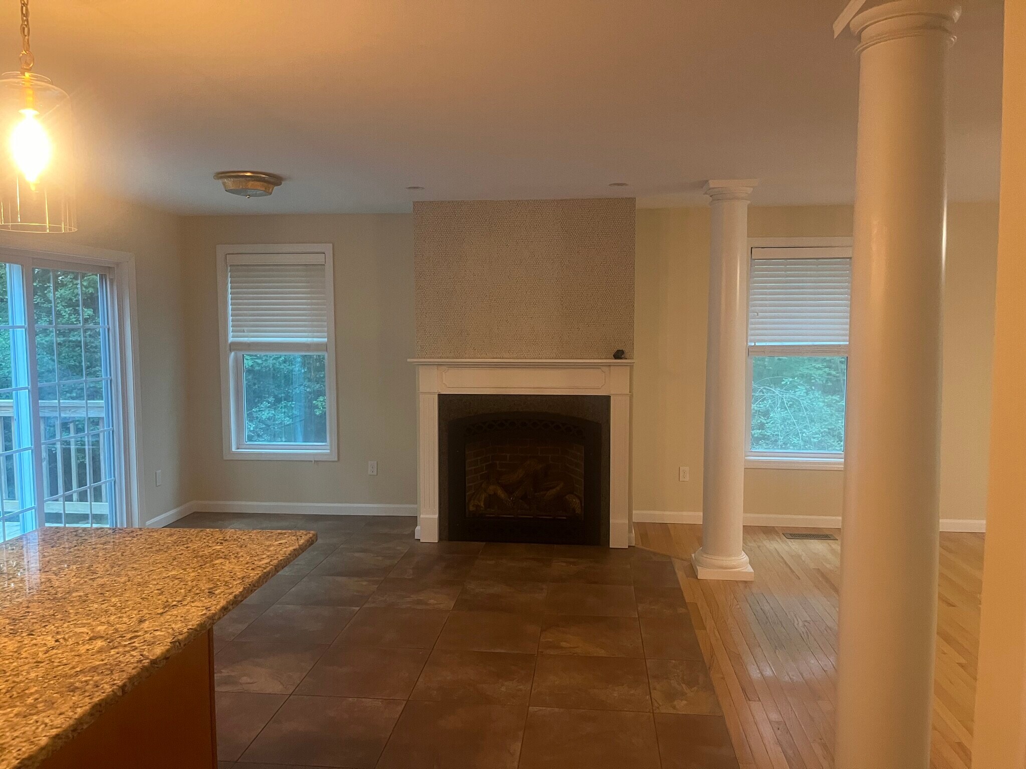 room off kitchen with propane fireplace - 11 Pinecrest Dr