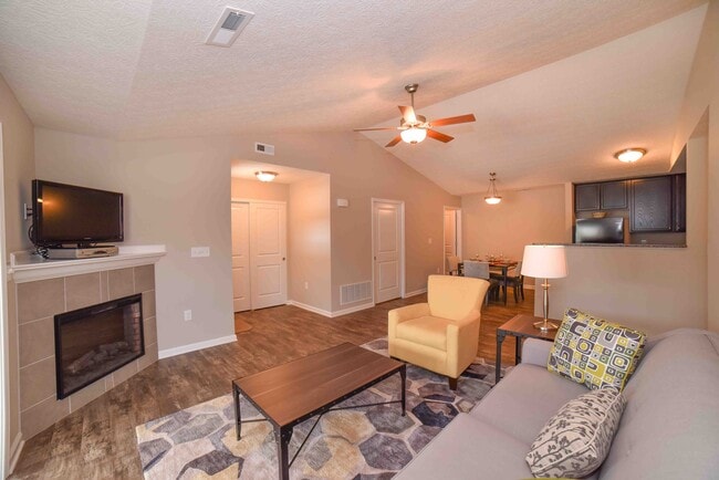 Livingroom with Fire Place - Aldersgate Apartments at Green Pastures