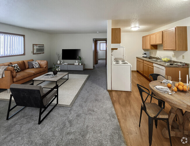 Dundee Livingroom/Kitchen - Silver Leaf Apartments (North Fargo)