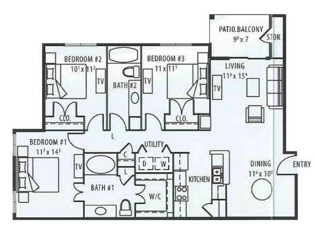 3 Bedroom - Seaside Landing Apartments