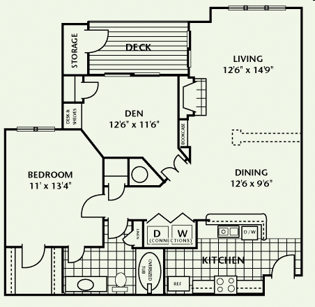 1 Bedroom, 1 Bathroom with Den - Crescent Arbors Apartment Homes