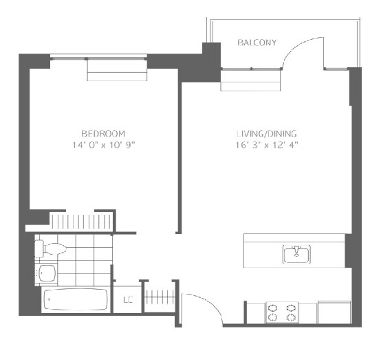1BR/1BA - Packard Square North