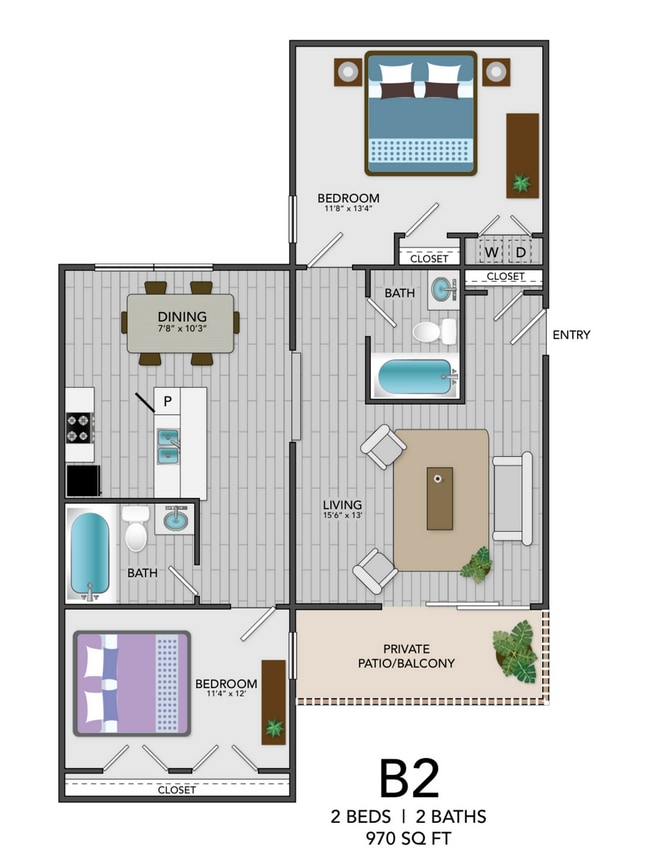 B2 - 2BD 2BA- 970SF - Coronado Villas