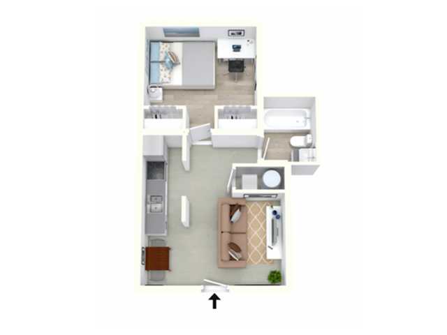 The Hideaway 1 Bedroom Flat - The District at Clemson | Student Housing