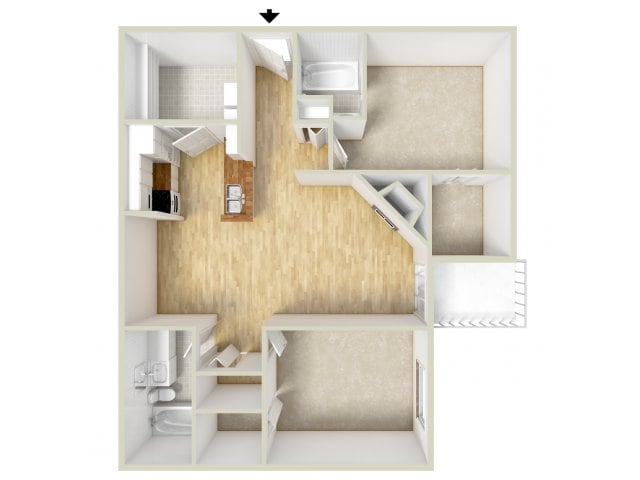 Two bedroom floor plan - Spring House Apartments