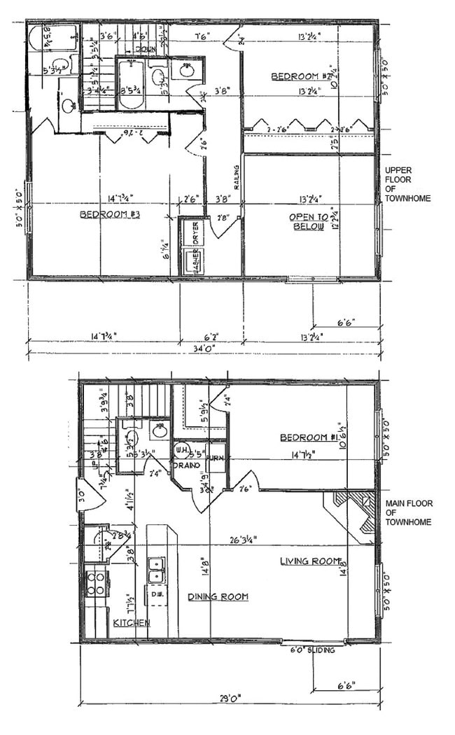 1362 SF / 3 BR Town Home Floor Plan - Autumn Ridge