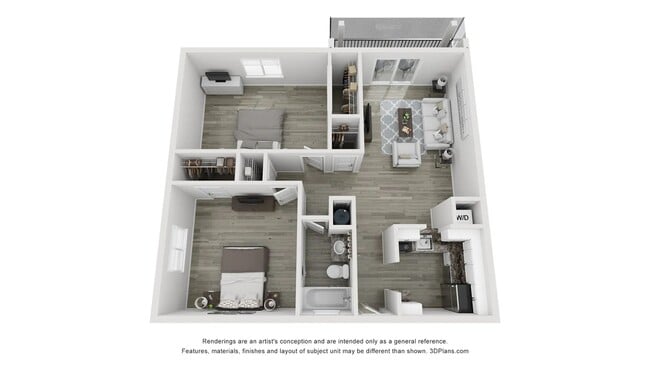 A 3D floor plan rendering of The Arbor. - POSTE Winter Park