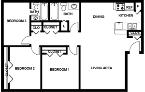 3BR/1.5BA - Greentree North Apartments