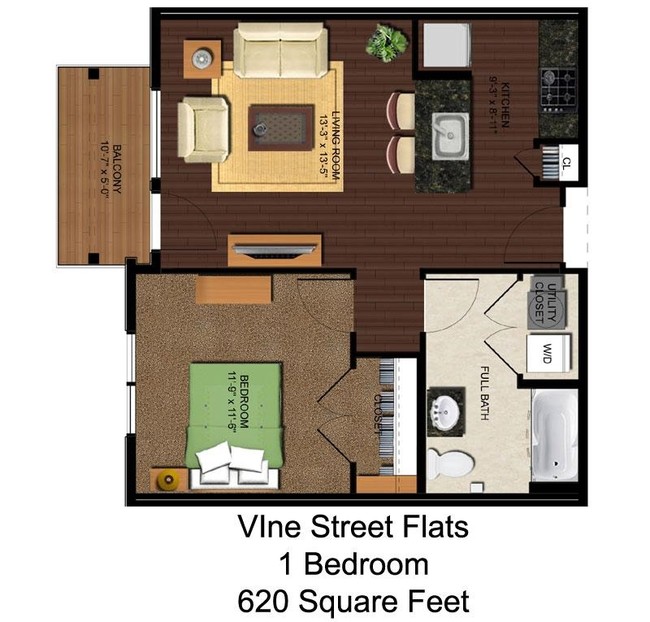 1BR/1BA - Vine Street Flats