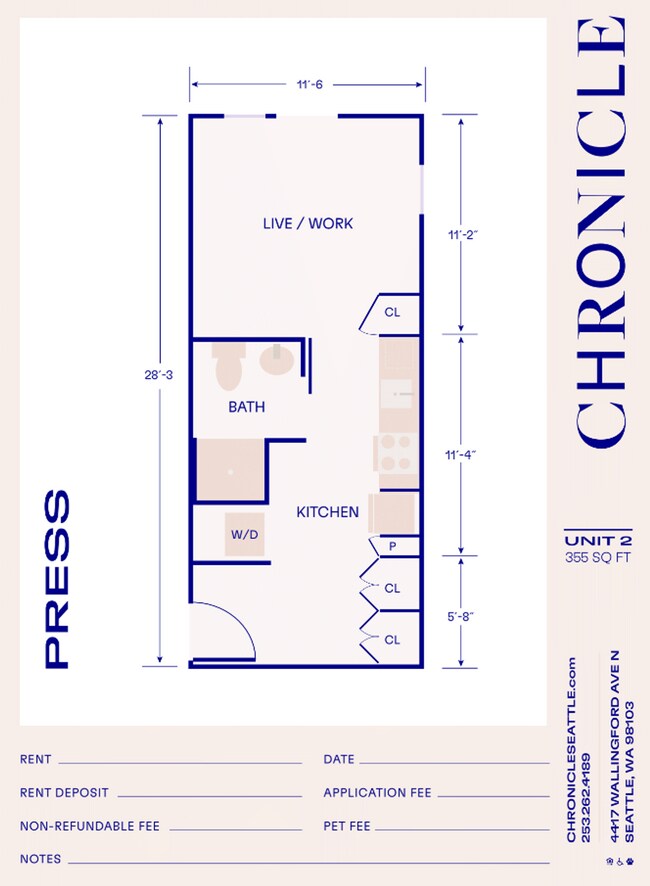 Floorplan - CHRONICLE: Stylish Wallingford Studios wi...