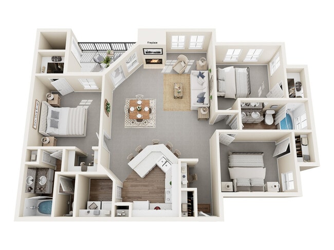 Da Vinci Floor Plan | 3 Bedroom with 2 Bath | 1383 Square Feet | Stonebriar of Frisco | Apartment Homes - Stonebriar of Frisco