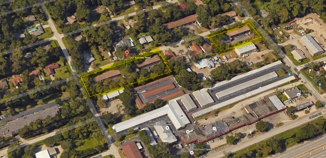 Aerial view highlighted 1201,1209,1229 Kennedy Rd. - The Timbers