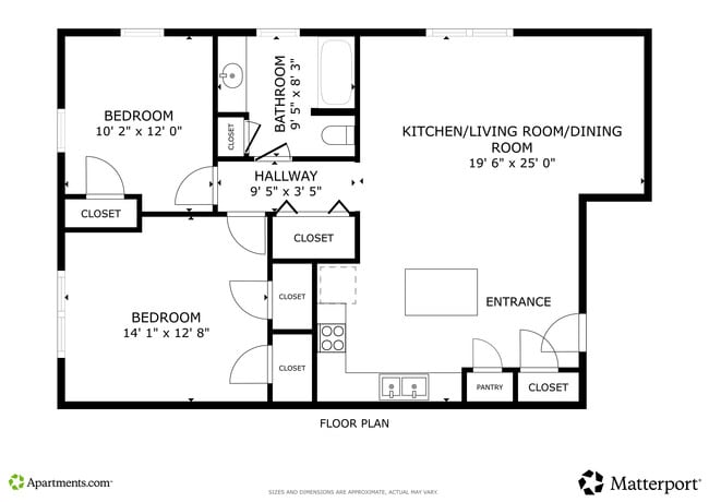 2BR, 1BA - 950SF - Goodall Place