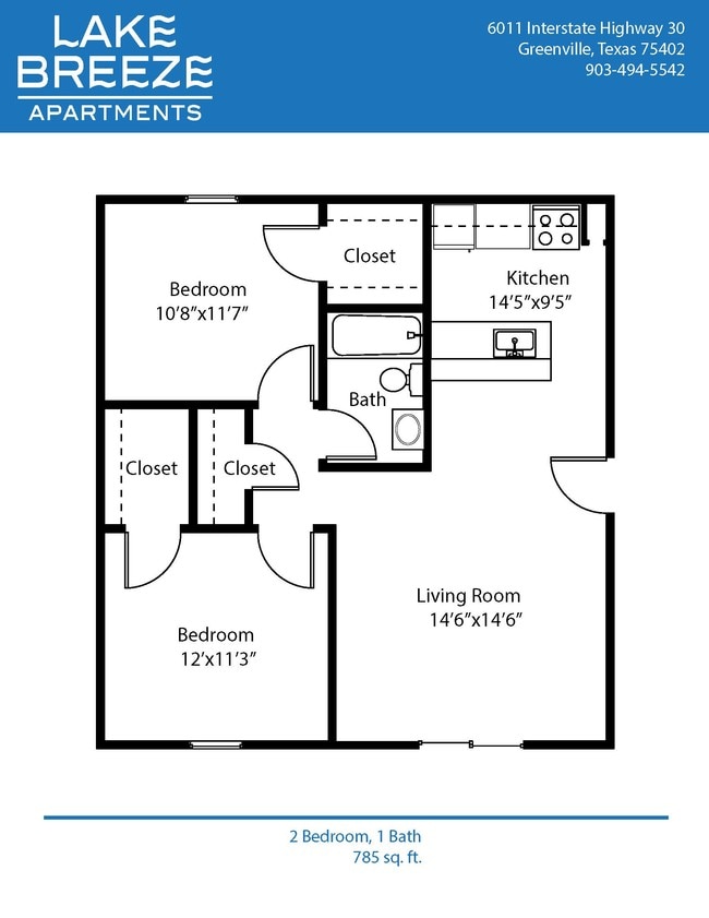 2 Bed, 1 Bath - Lake Breeze