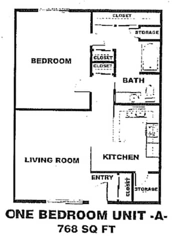 1 Bedroom + 1 Bathroom (A) - Casa Loma Apartments