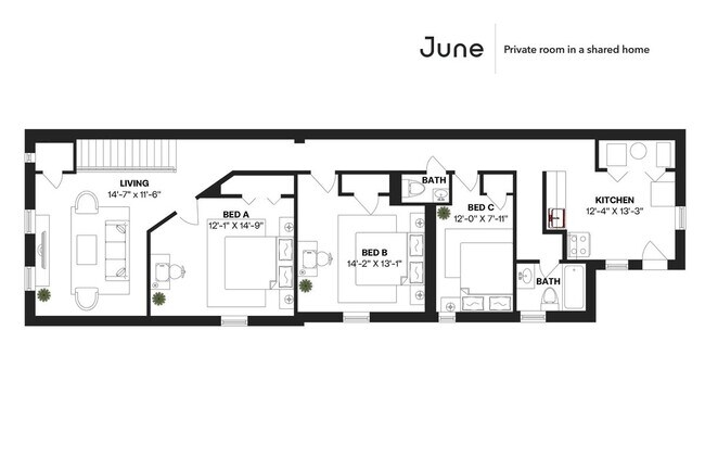 Building Photo - Private bedroom in 3 bed/1.5 bath Home