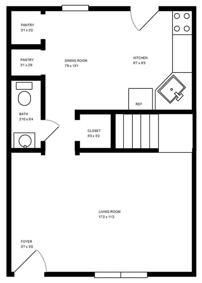 floorplan downstairs - Pembroke Pines Apartments