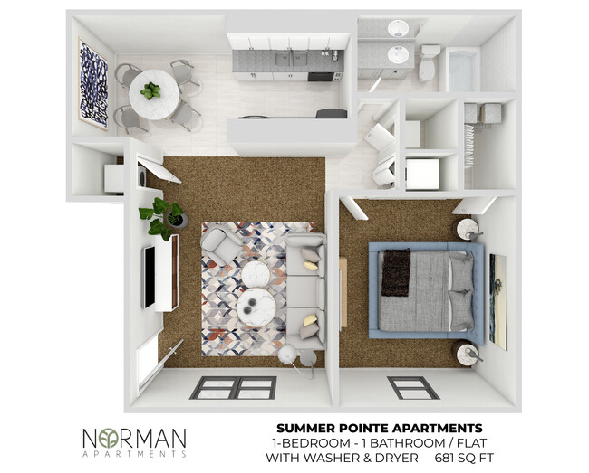 1 Bed 1 Bath with washer/dryer 681sqft - Springfield Apartments