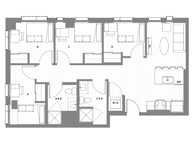 4x2 C - HERE Seattle Student Apartments