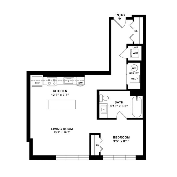 S1 Floor plan W Dimensions - Courthouse Square Apartments