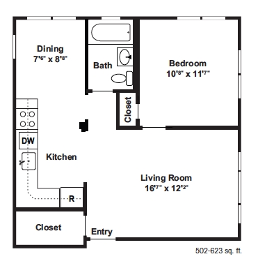 1BR/1BA - Hillside Apartments