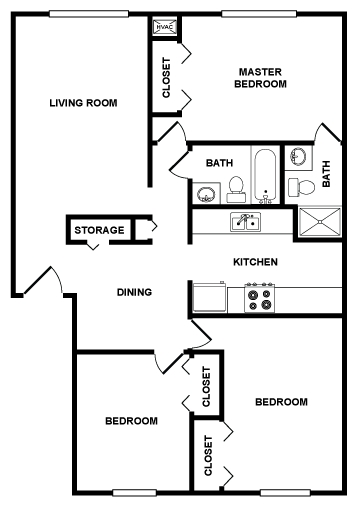 3BR/2BA - Harbor Palms Apts