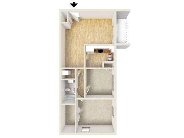 Two bedroom floor plan - OakTree Apartments