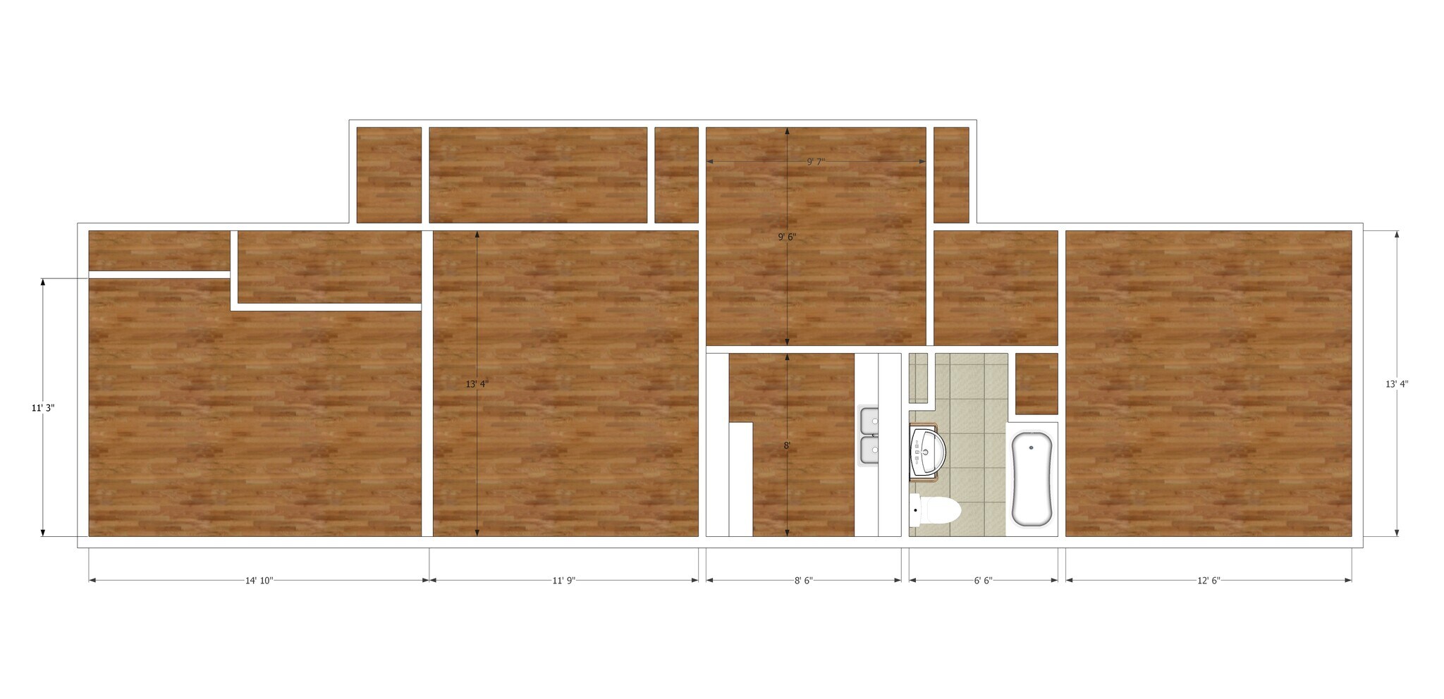 2D Plan view with approximate dimensions - 6633 Alamo Avenue