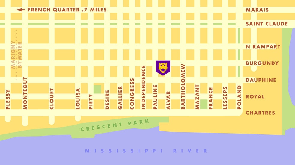 Bywater Map - 3821 Dauphine St