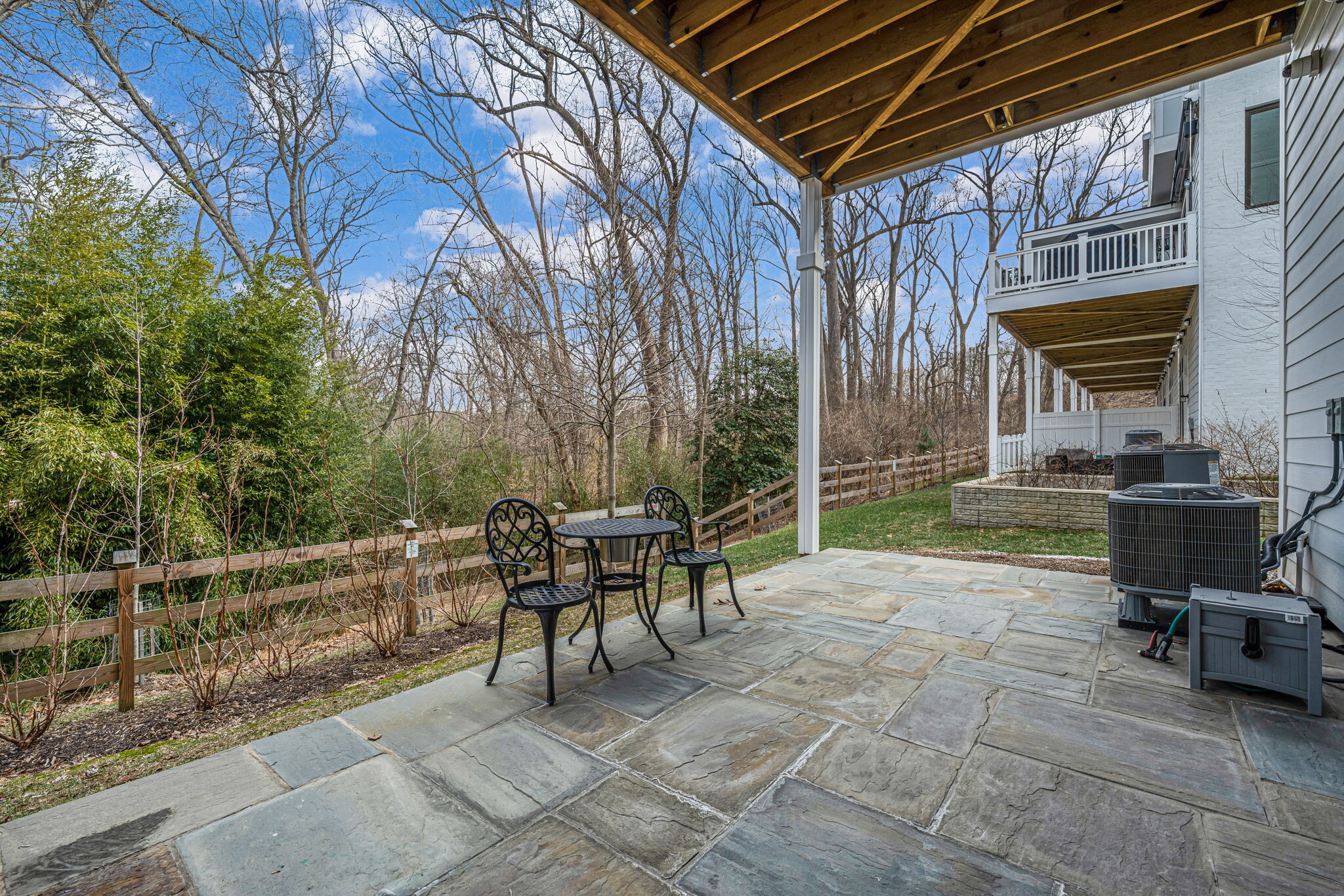 Patio w/ Rock Creek Park - 3725 Glenmoor Reserve Ln