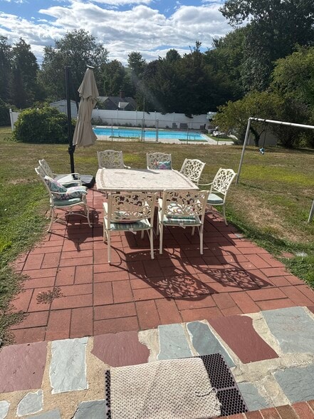 Back yard with pool and play place - 20 Highwood Way