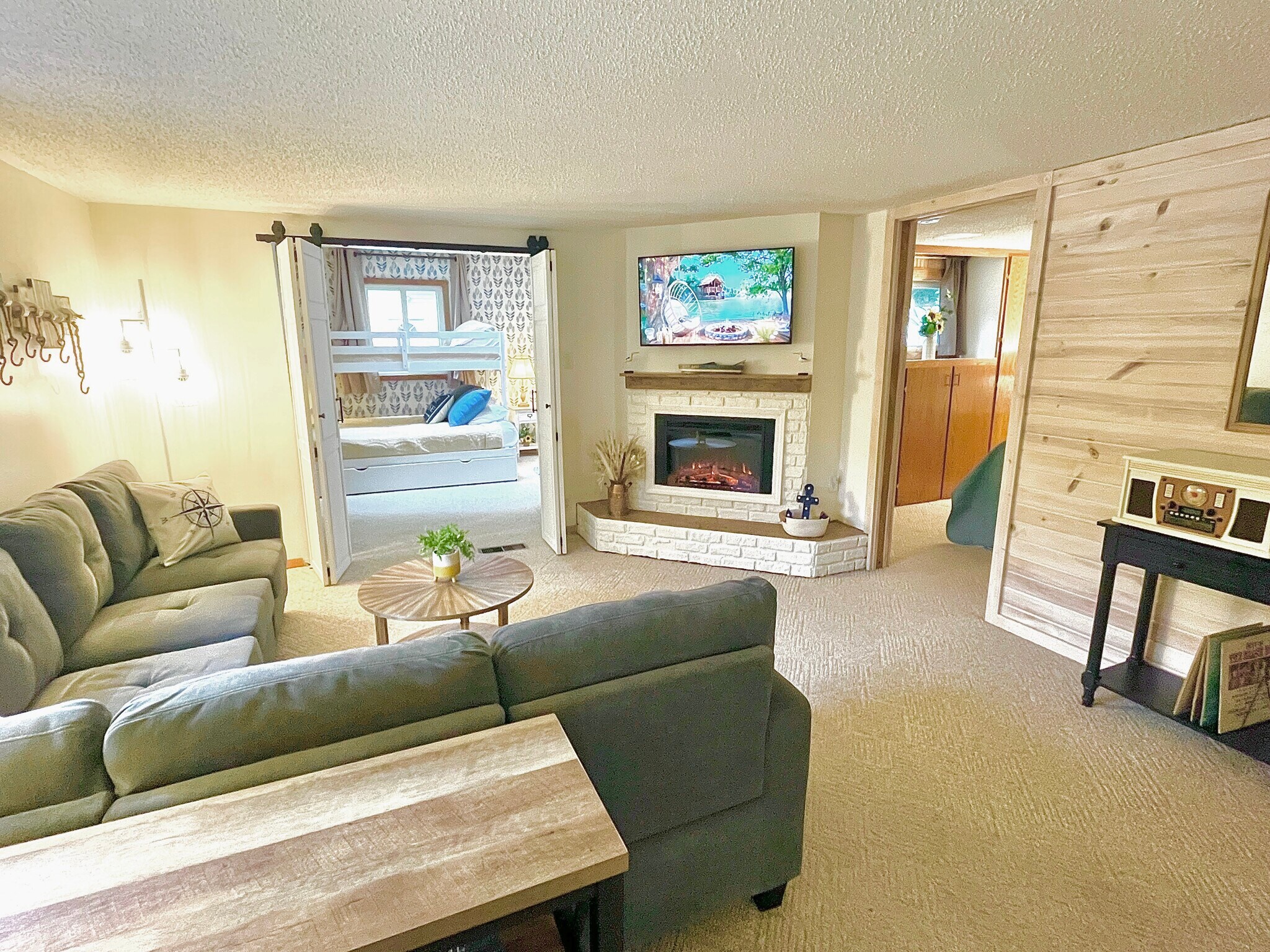 Living room with fireplace - 6023 Barnhart Rd