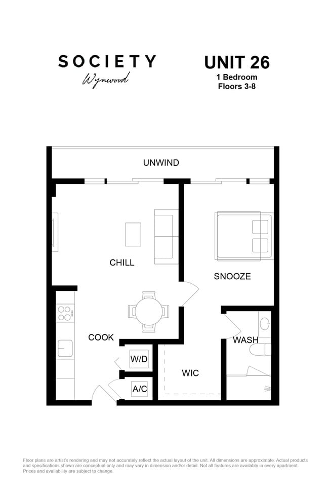 1 Bed - Unit 26 - Fl 3-8 - Society Wynwood