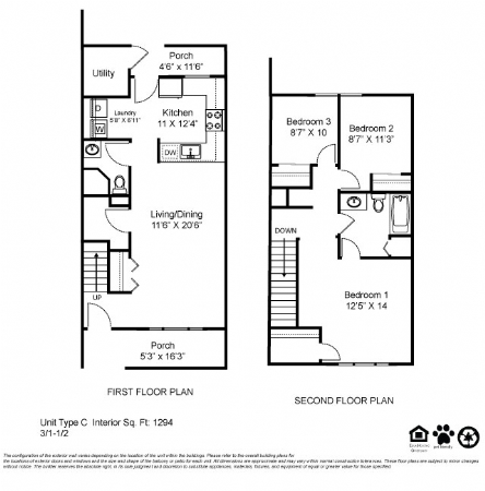 3BR/2BA 1294 SQ.FT. - Creekwood Apartments