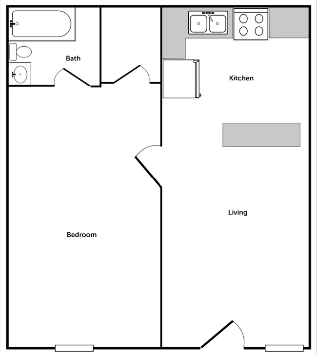 One Bedroom/One Bathroom Apartment in Denton, Texas with a kitchen island - Residences at The Union