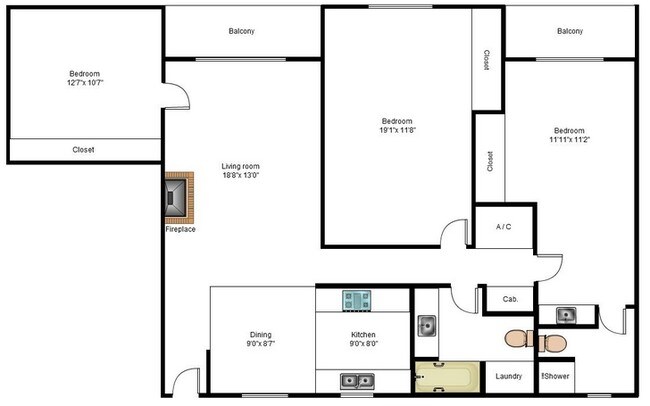 3BR/2BA - Las Verandes Apartments