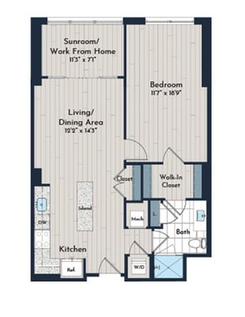1BS-5f Floor Plan - Meridian 2250 at Eisenhower Station