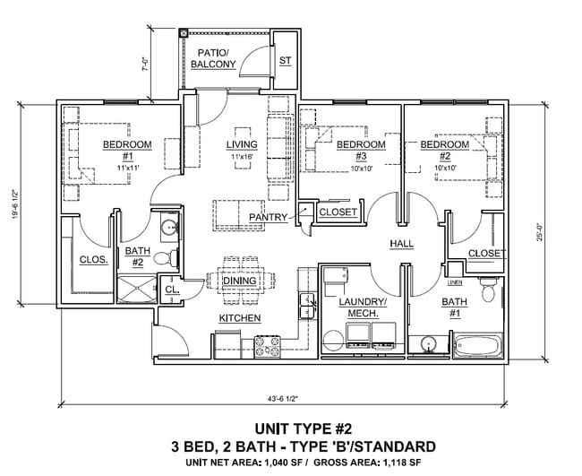 Floor Plan 2 - Carmany Place Apartments