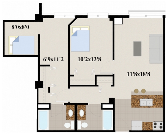 2BR/1BA - The Embassy