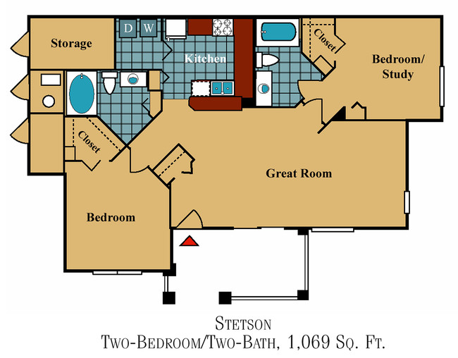 Stetson, Two-Bedroom/Two-Bath, 1,069 SF - Ironstone at Stroh Ranch