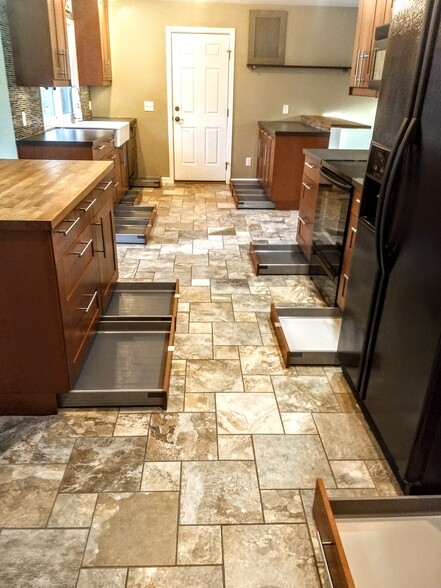 Toe kick drawers in kitchen - 16351 Petro Dr