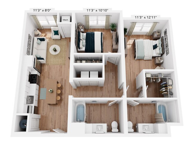 B2H | 2x2 | 1,028 sq ft - The Henry