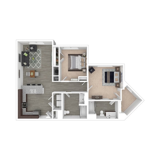 2 Bedroom, 2 Bath - Corner, 962 sq. ft. - Rockwell Place Senior Apartments
