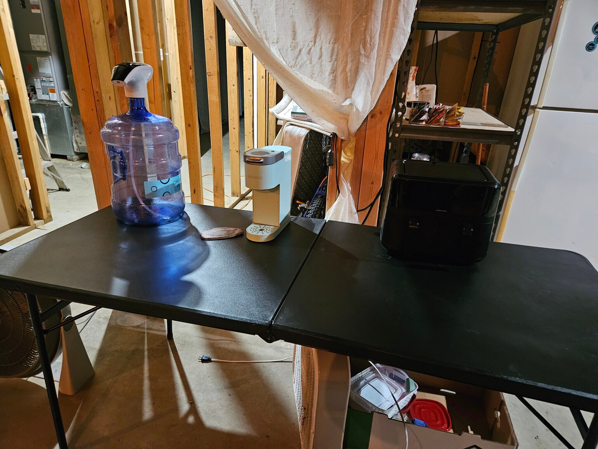 coffee pot, air fryer & purified water and full size refrigerator - 1111 Montserrat Park Rd