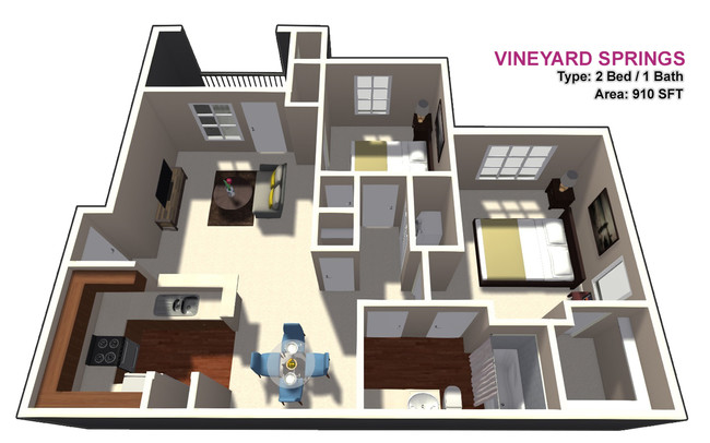 2 BED / 1 BATH - Vineyard Springs